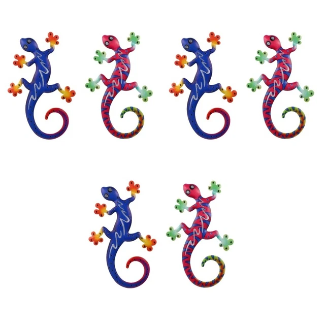 6 stücke wandkunst dekoration hängen dekor metall gecko indoor outdoor ornamente
