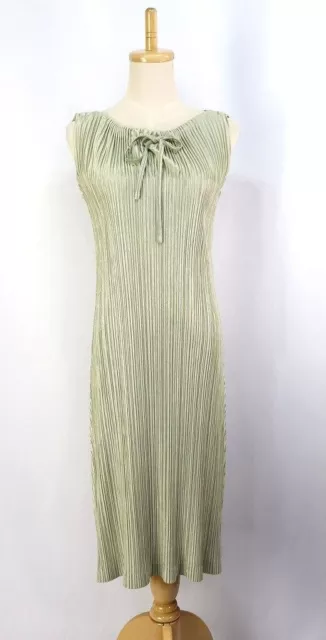 PLEATS PLEASE Green Sleeveless Dress ISSEY MIYAKE 200 9923