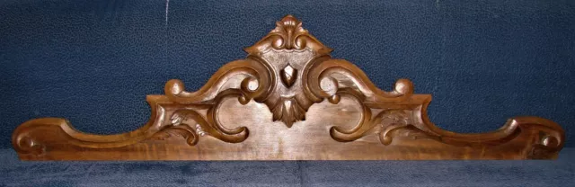 Antique Large Hand Carved Wood Walnut Pediment - 19th