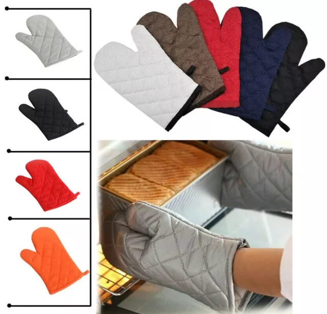 1 Pair Oven Gloves Heat Resistant Quilted Mitts Skin Friendly for Cooking Baking