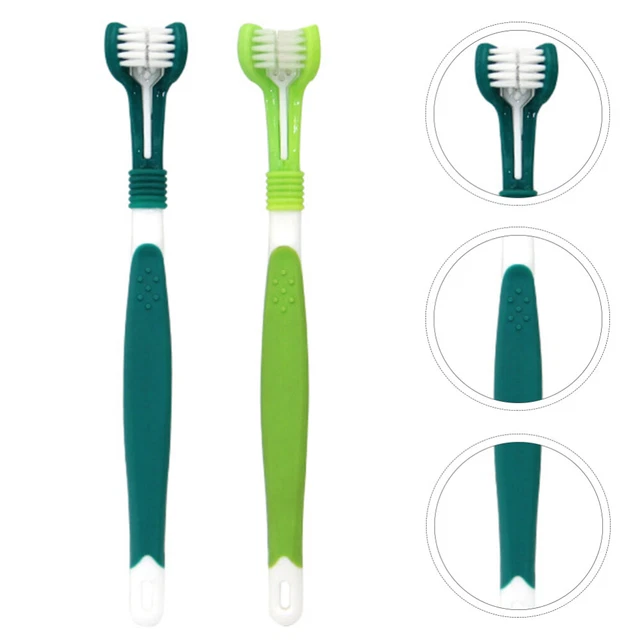 2 un. cepillos de dientes Pet Dog Triple Headed cepillo de dientes suave