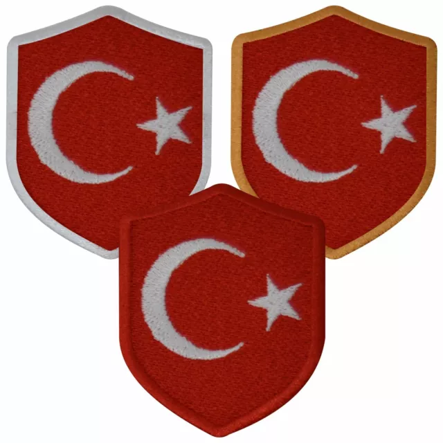 Aufnäher TÜRKEI Wappen 7 x 5,6cm Bestickt Flagge Patch FanShirts4u