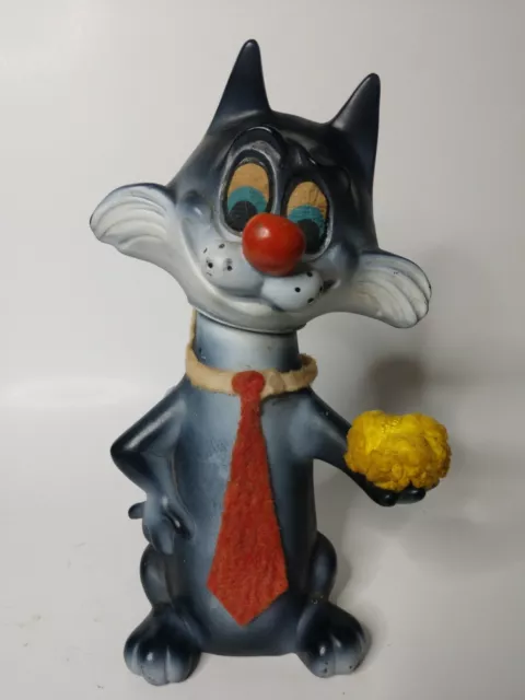 Vintage 1967 Roy. Des. Of Fla. Hard Plastic 9.5" Cat Coin Bank Industries Inc.