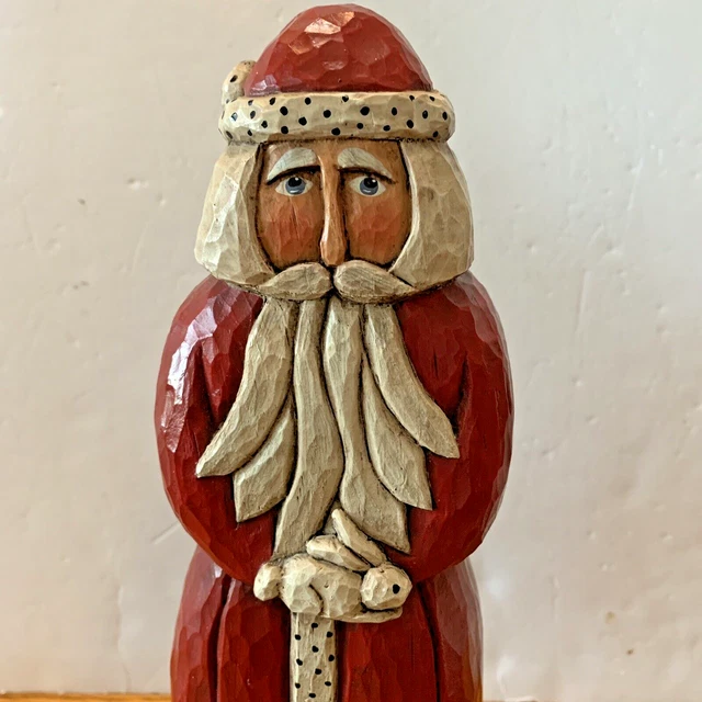 Lori Miller 2003 Santa Tree Rabbit Whispering Pines Carved Primitive Old World