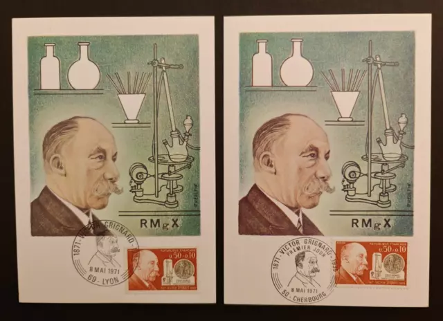 1971  Victor GRIGNARD Prix Nobel, LYON / CHERBOURG Carte Maximum 1er jour fdc