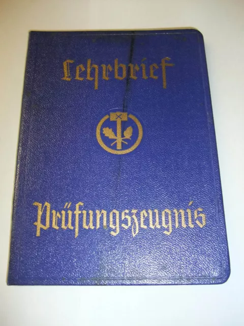 altes Prüfungszeugnis u Lehrbrief Zeugnis DR Stempel historisches Dokument 1938
