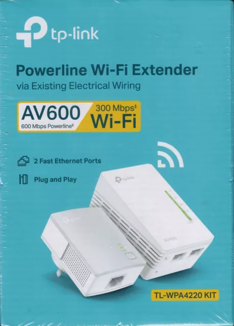 TL-WPA4220 KIT, 300Mbps AV600 Wi-Fi Powerline Extender Starter Kit