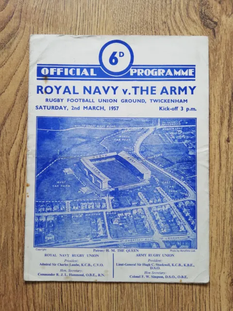 Royal Navy v The Army March 1957 Rugby Programme