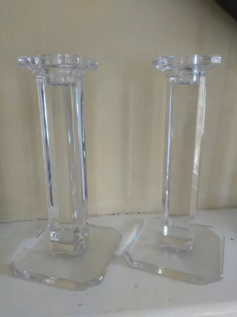 Pair Jasper Conran for Stuart Crystal 8" Candlesticks