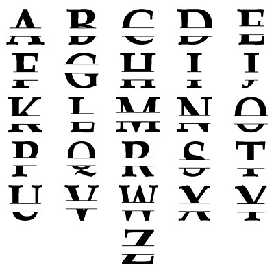 Split Monograma Iniciales Alfabeto Archivo De Tarjeta De Vinilo De Corte Cricut SVG PNG EPS DXF