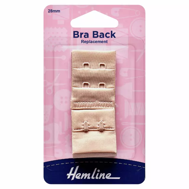 Bra Back Replacement 2 rows of 2 hooks. Nude - 28mm 1 1/8in.