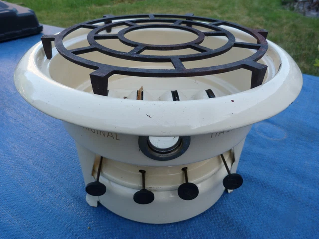 Ancien réchaud à pétrole émaillé et cuivre - Collection
