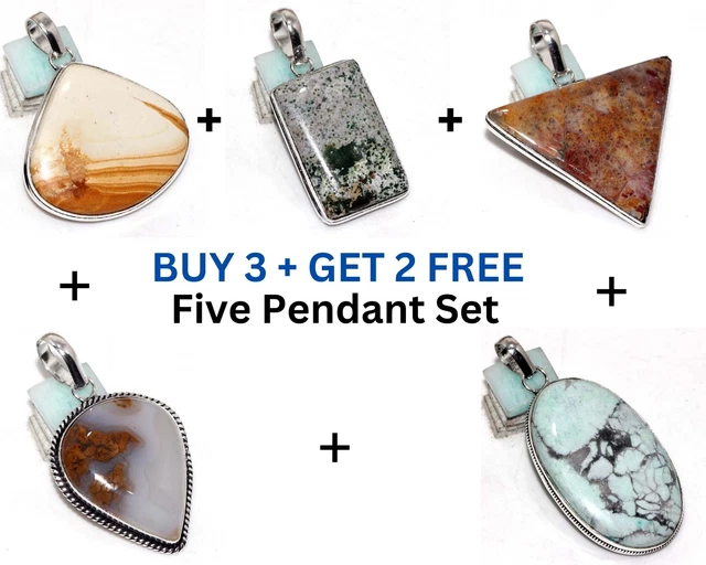 Picture,Ocean ,Butterfly , African Moss,Turquoise 5 Pendant 2|2|2|2.1|2.5" GW
