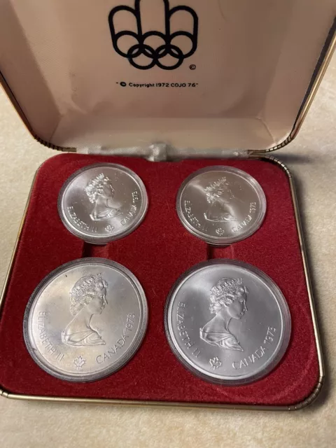 1973 Canada Olympic Montreal Complete Set Of 4 Silver Coins.