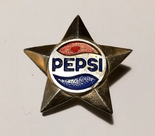 Vintage 70's Pepsi Pin Badge in Soviet Star, Solid Bronze, Collectible Scarce