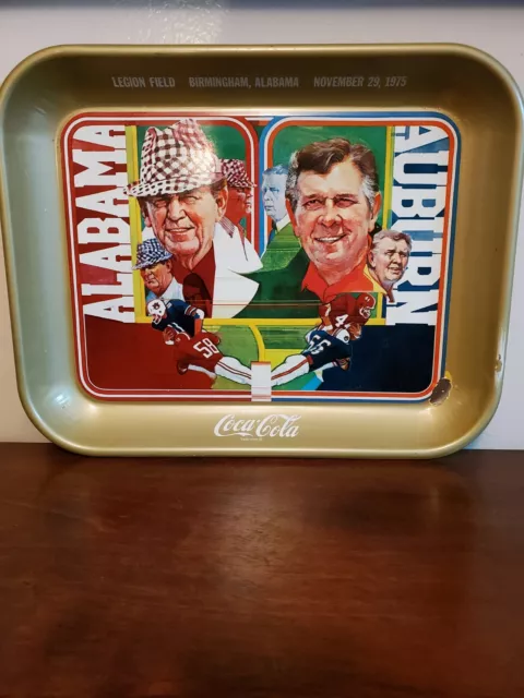 1975 Bear Bryant/Jordan Alabama Football Auburn Sec Coca Cola Metal Serving Tray