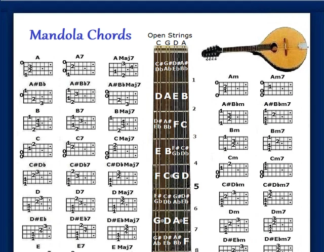 MANDOLA CHORDS CHART - 60 Chords £10.78 - PicClick UK