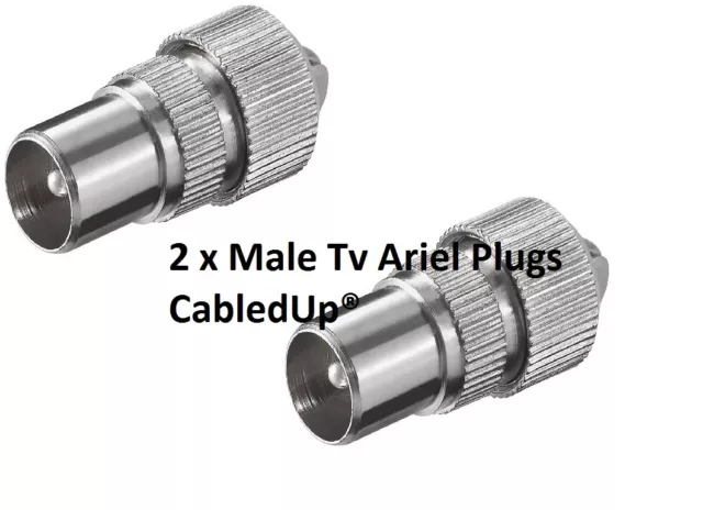 2  Male Tv Coax Ariel Connector Plugs Tv Aerial For Cable Lead