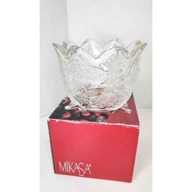 VTG MIKASA Candle Holder crystal clear glass Christmas Story 3 1/4 EXCELLENT