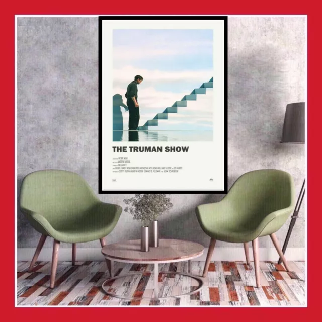 Repro Toile Deco Affiche 1998 The Truman Show Cinema Film Poster Jim Carrey Dvd