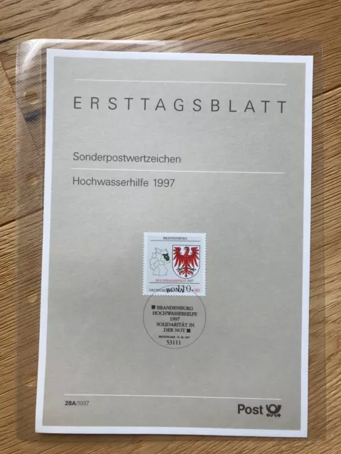 Ersttagsblatt Hochwasserhilfe Brandenburg 1941 ETB 28A/1997