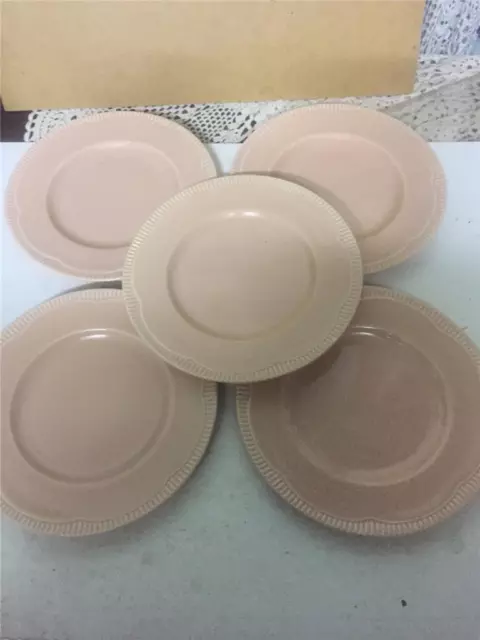 Set of 5 Antique 1930s CLARICE CLIFF Newport Pink Bread & Butter Plates. Unused