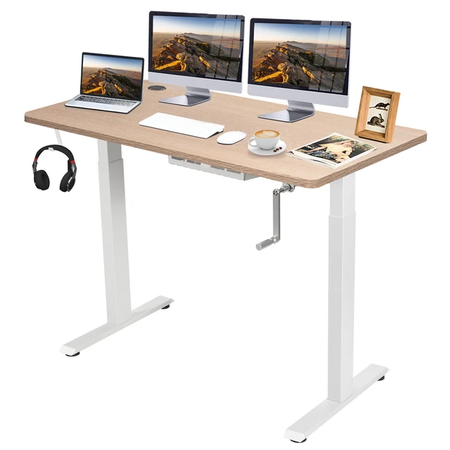 COSTWAY ADJUSTABLE STANDING Workstation 48" Sit Stand Desk w/Crank