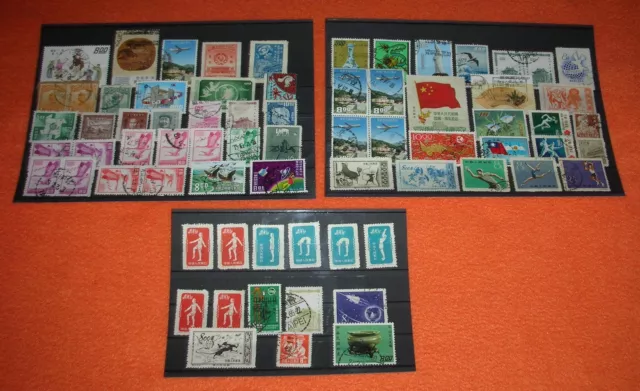 China 70 Briefmarken Konvolut Lot Sammlung 3 Steckkarten