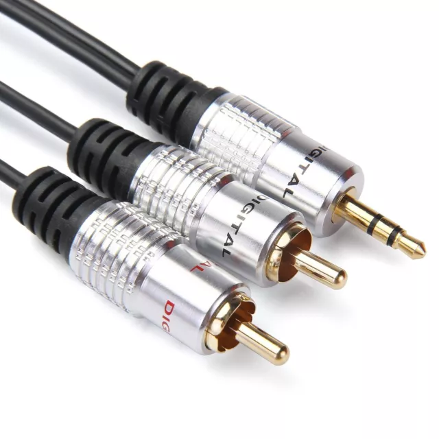 3.5mm Stereo Jack to 2x RCA Twin Phono Cable TV PC Phone Aux Audio - 3M