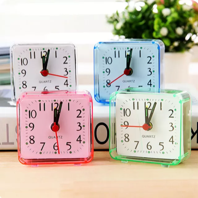 UK Portable Square Small Bed Compact Home Travel Quartz Beep Alarm Clock