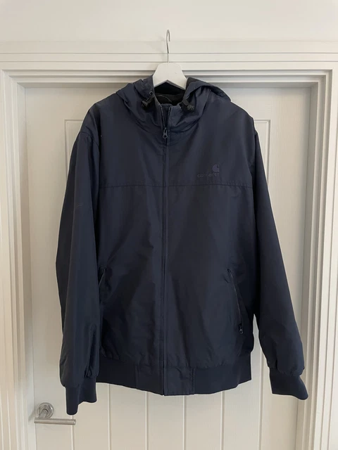 CARHARTT WIP NAVY Fleece Lined Hooded Kyle Jacket Size XL 50.00 PicClick UK