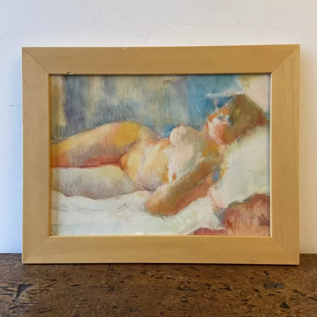 Vintage Framed Nude Female Portrait Painting Modern British Art Impressionism