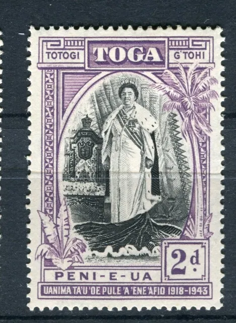 TONGA; 1944 early Queen Salote issue Mint hinged 2d. value