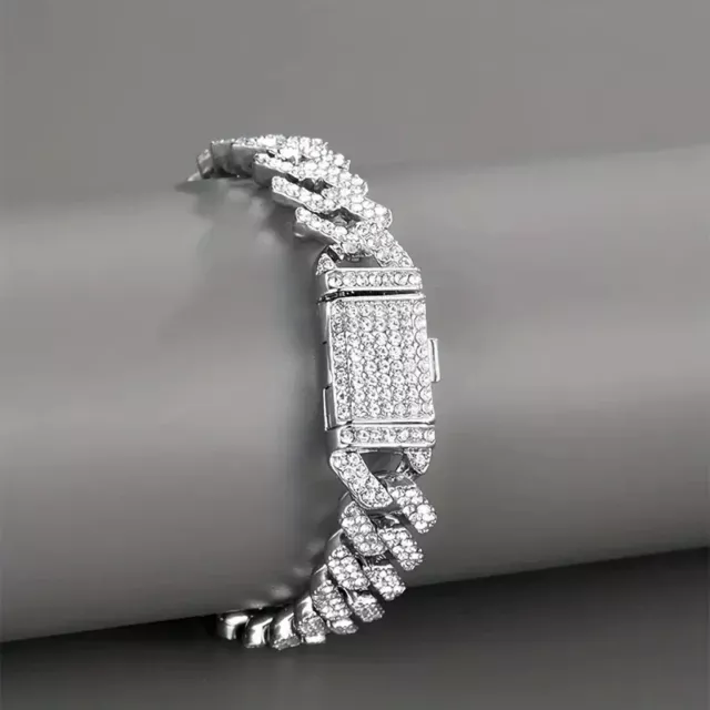 Iced-Out 12MM Miami Cuban Bracelet | Hip-Hop Bling with Sparkling Moissanite 2