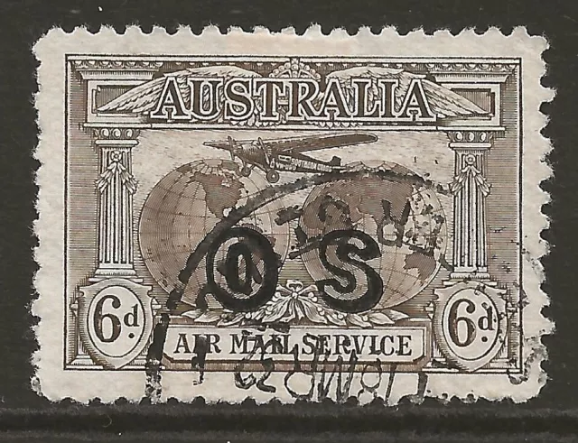 AUSTRALIA 1931 6d sepia airmail OS official fine used SG#139a