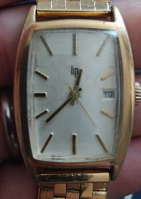 Montre LIP Mécanique Argentée - Boîtier Acier, Cadran Blanc, Bracelet Cuir, Fonctionnelle Et Style Vintage