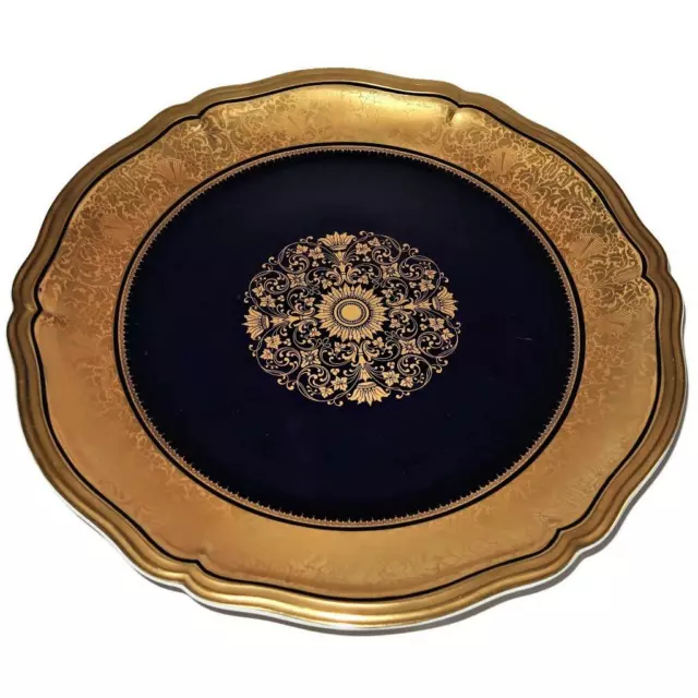 Rosenthal Chippendale 1777 32 Gold Encrusted & Cobalt Blue Round Platter 13 1/4"