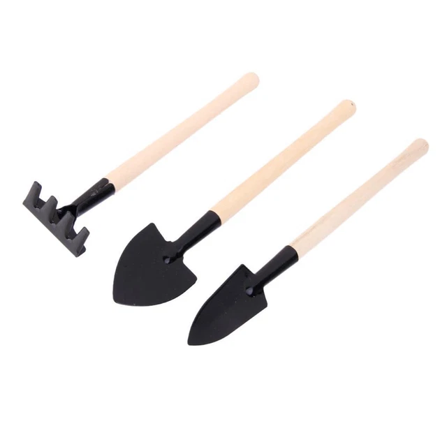 1 Ensemble Pelle Râteau Pelle Manche En Bois Tête En Métal Enfants Outil Mini