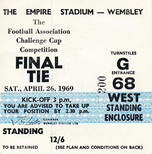 TICKET: FA CUP FINAL 1969 Manchester City v Leicester City - EXCELLENT
