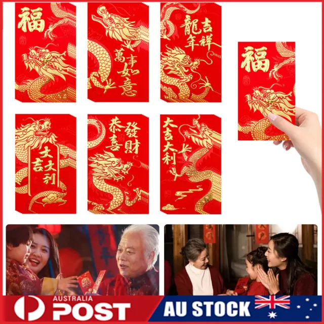 36Pcs Chinese New Year Red Envelopes 2024, Lunar New Year of Dragon Lucky  Money Envelopes, Red Envelope Packets Hong Bao with 6 Different Gold