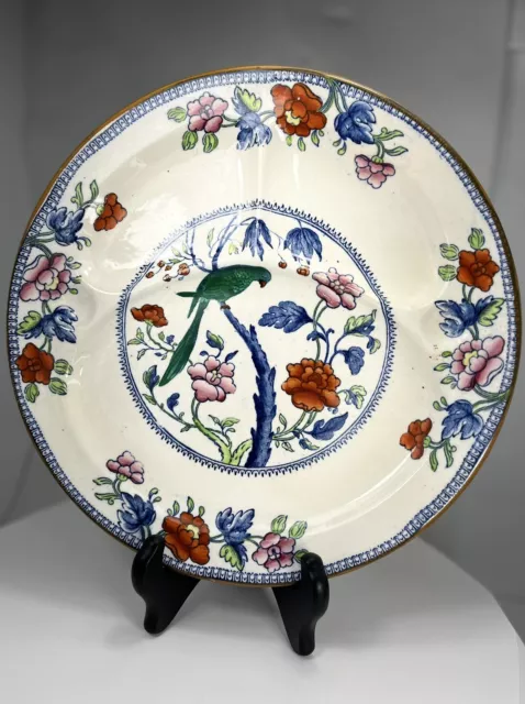 Extremely Rare Booths Silicon China Dinner Grill Plate Parrot, Pattern #7897