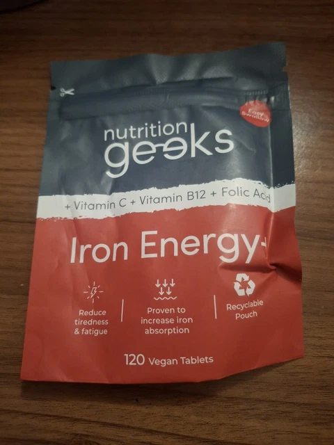 NUTRITION GEEKS IRON Energy+ Tablets, Vegan, 120 Count (240 Total) £6. ...