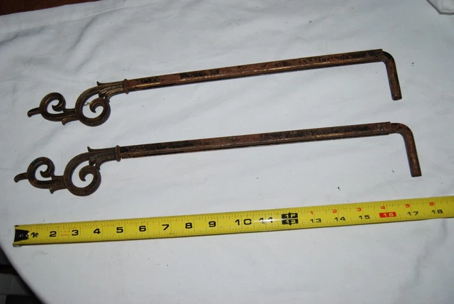 2 Antique Victorian Swing Arm Telescoping Drapery Curtain Rods