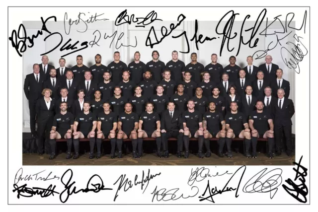 New Zealand All Blacks World Cup 2015 Squad Rugby Signed Photo Print