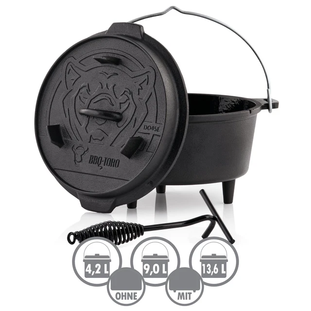 BBQ-Toro Dutch Oven, Emaille Gusseisen Kochtopf, Gusstopf, Bräter