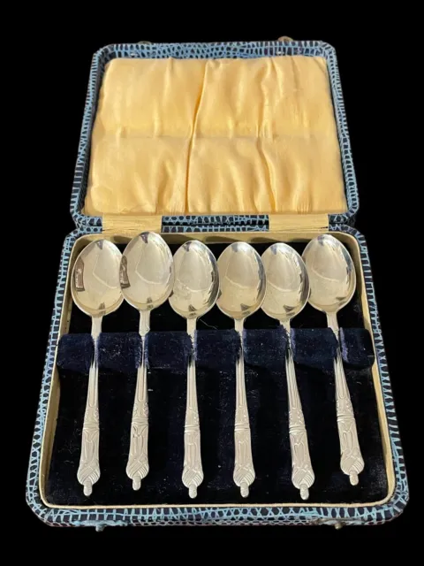 Vintage Nickel Silver Sheffield England Apostle Demitasse Spoons Boxed Set Of 6