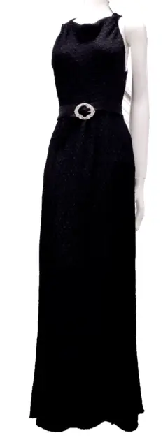 1930S GOWN HOLLYWOOD Red Carpet Art Deco 30s Era Black Satin Rayon ...