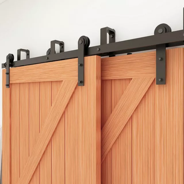 4-20FT Sliding Barn Wood Door Hardware Closet Track Kit For Single/Double/Bypass 2
