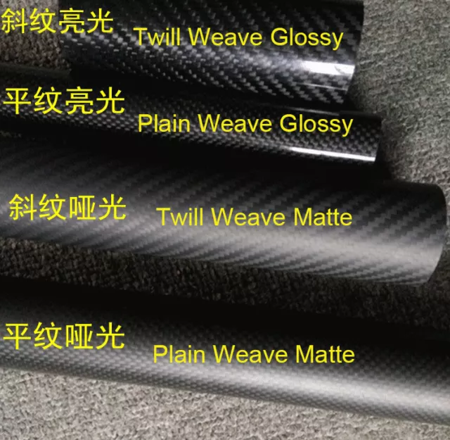 2Pcs OD15mm/16mm/17mm * 50cm Length Carbon Fiber Tube Pipe Roll Glossy/Matte 2