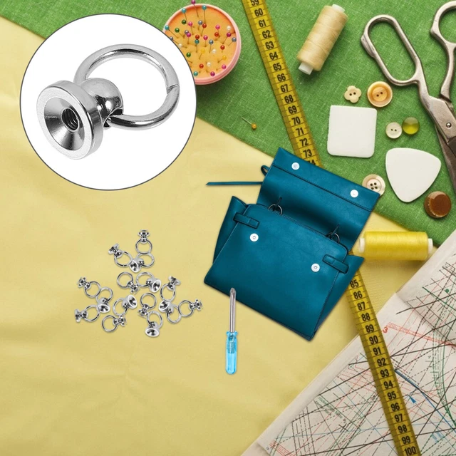 12 Pcs Bag Buckle Brass D Stud Screw DIY Rivets Nails Purse Studs